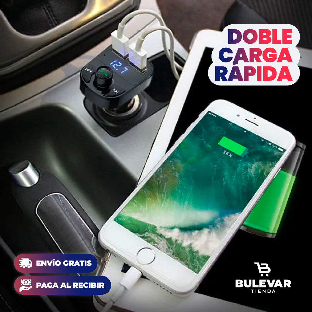 TRANSMISOR BLUETOOTH CON CARGA RÁPIDA PARA AUTO