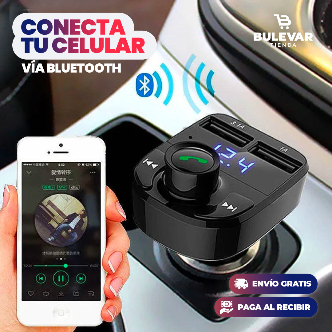 TRANSMISOR BLUETOOTH CON CARGA RÁPIDA PARA AUTO